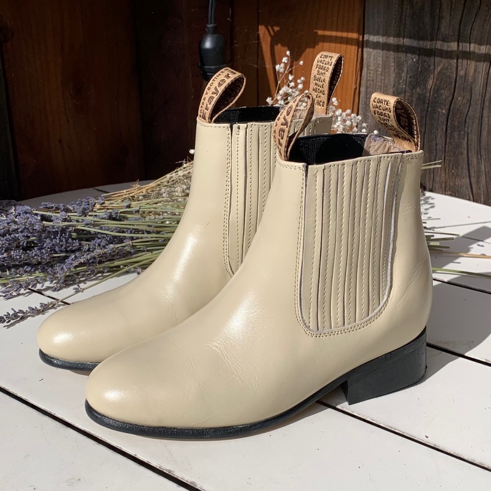 Cream Chelsea Western Boots by Frayeri